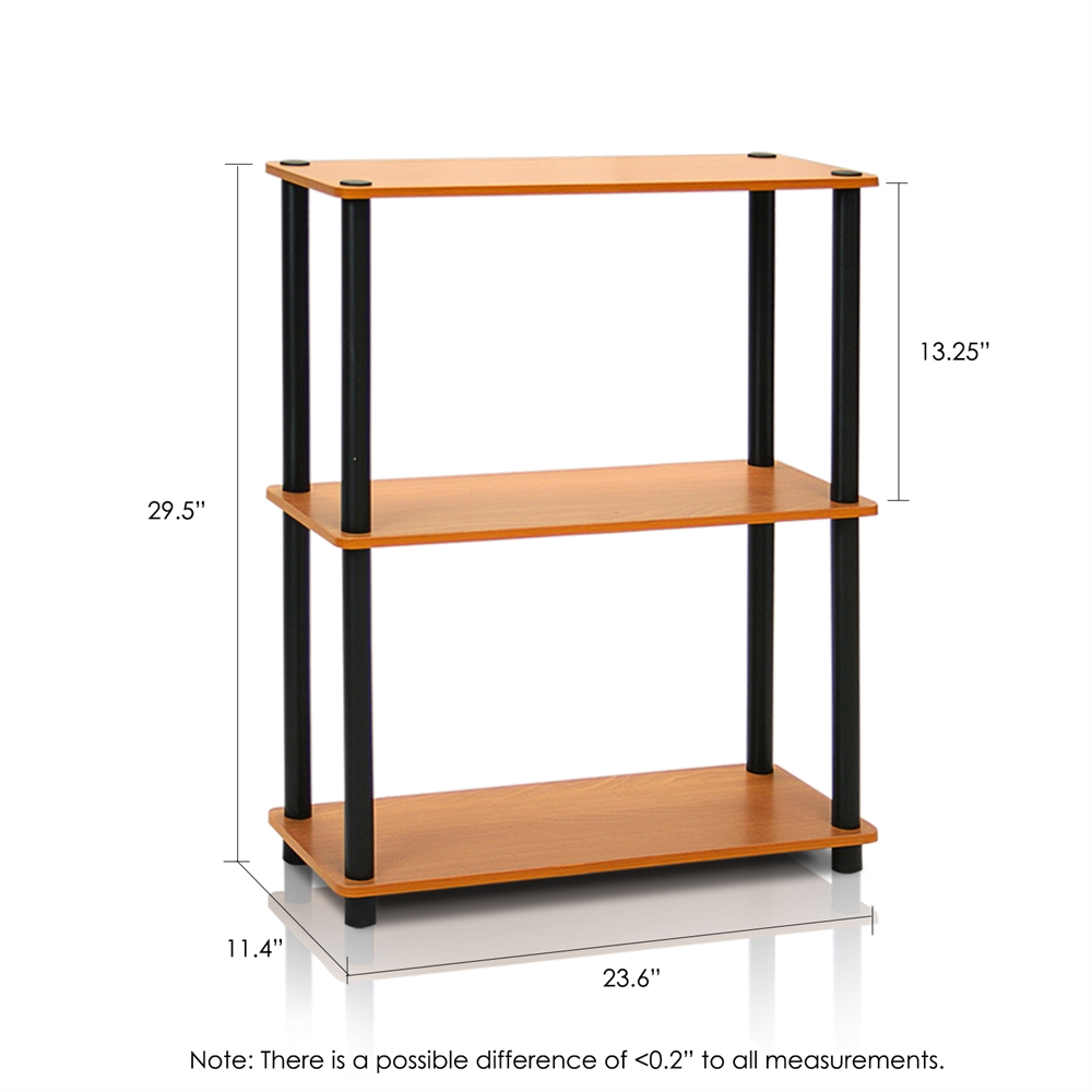 Turn-N-Tube 3-Tier Compact Multipurpose Shelf Display Rack, Light Cherry. Picture 2