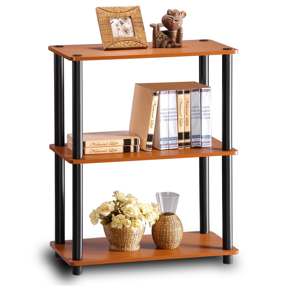 Turn-N-Tube 3-Tier Compact Multipurpose Shelf Display Rack, Light Cherry. Picture 4