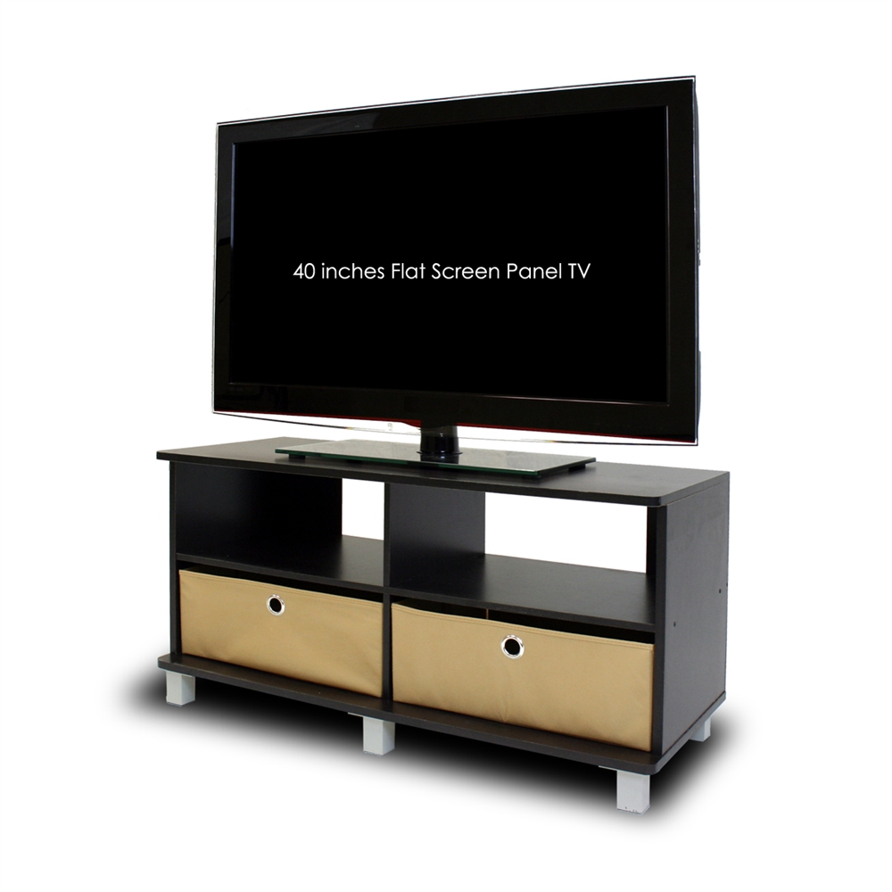 Entertainment Center w/2 Bin Drawers, Espresso/Brown. Picture 1