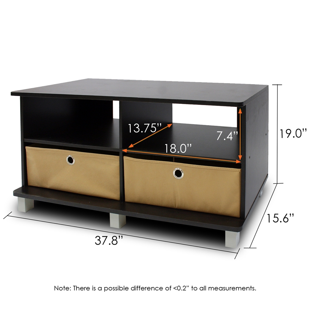 Entertainment Center w/2 Bin Drawers, Espresso/Brown. Picture 2