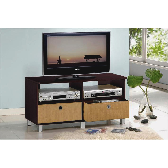 Entertainment Center w/2 Bin Drawers, Espresso/Brown. Picture 3