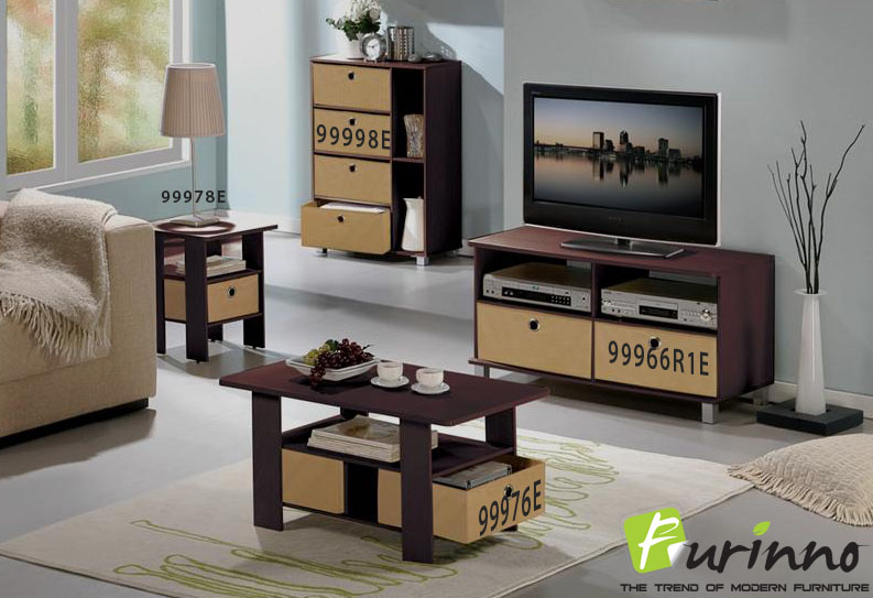 Entertainment Center w/2 Bin Drawers, Espresso/Brown. Picture 4