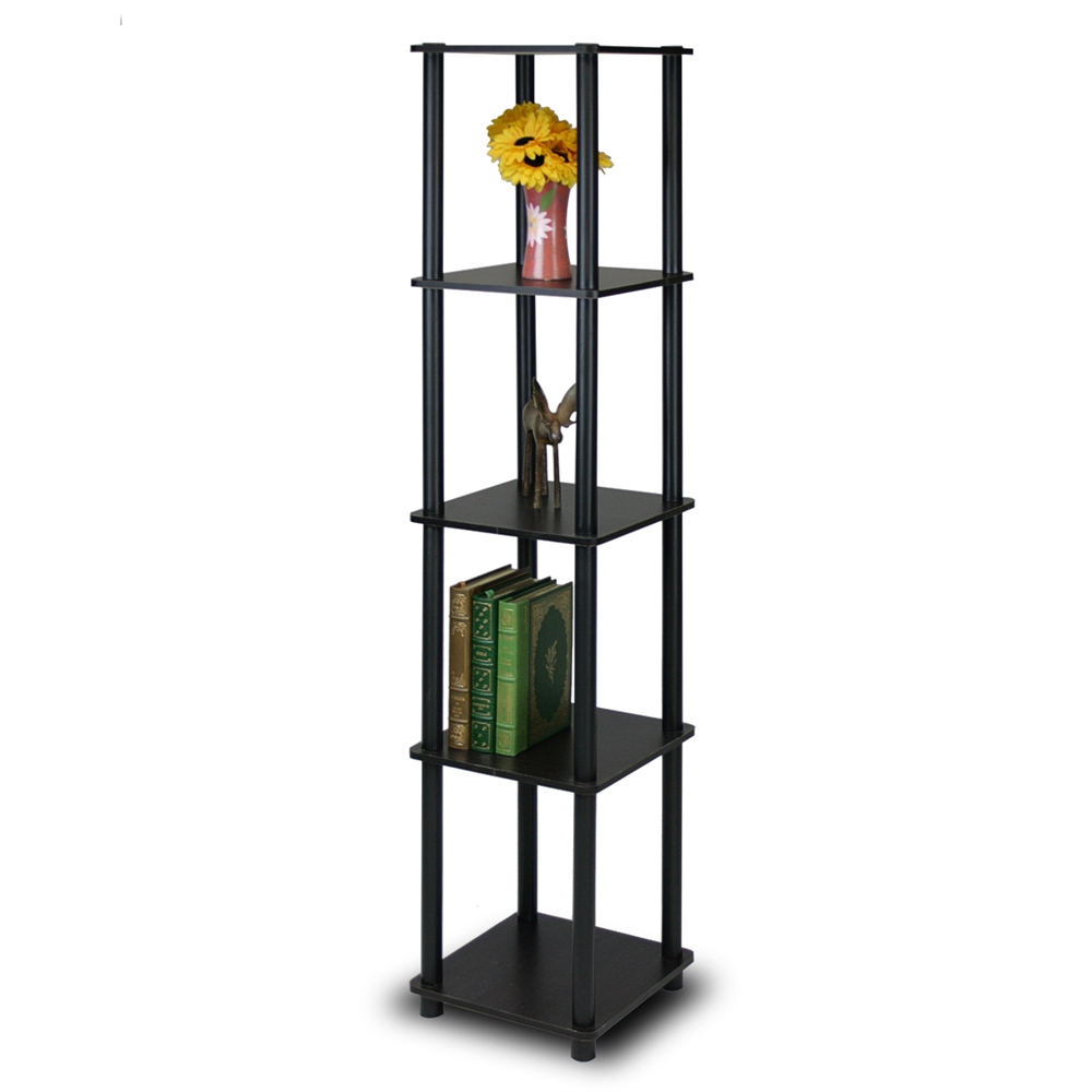 Turn-N-Tube 5-Tier Corner Square Rack Display Shelf, Espresso/Black. Picture 1