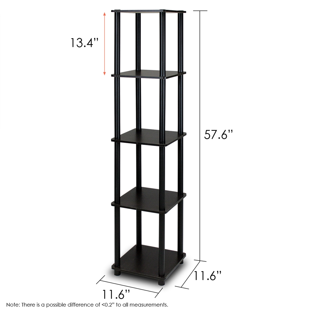 Turn-N-Tube 5-Tier Corner Square Rack Display Shelf, Espresso/Black. Picture 2