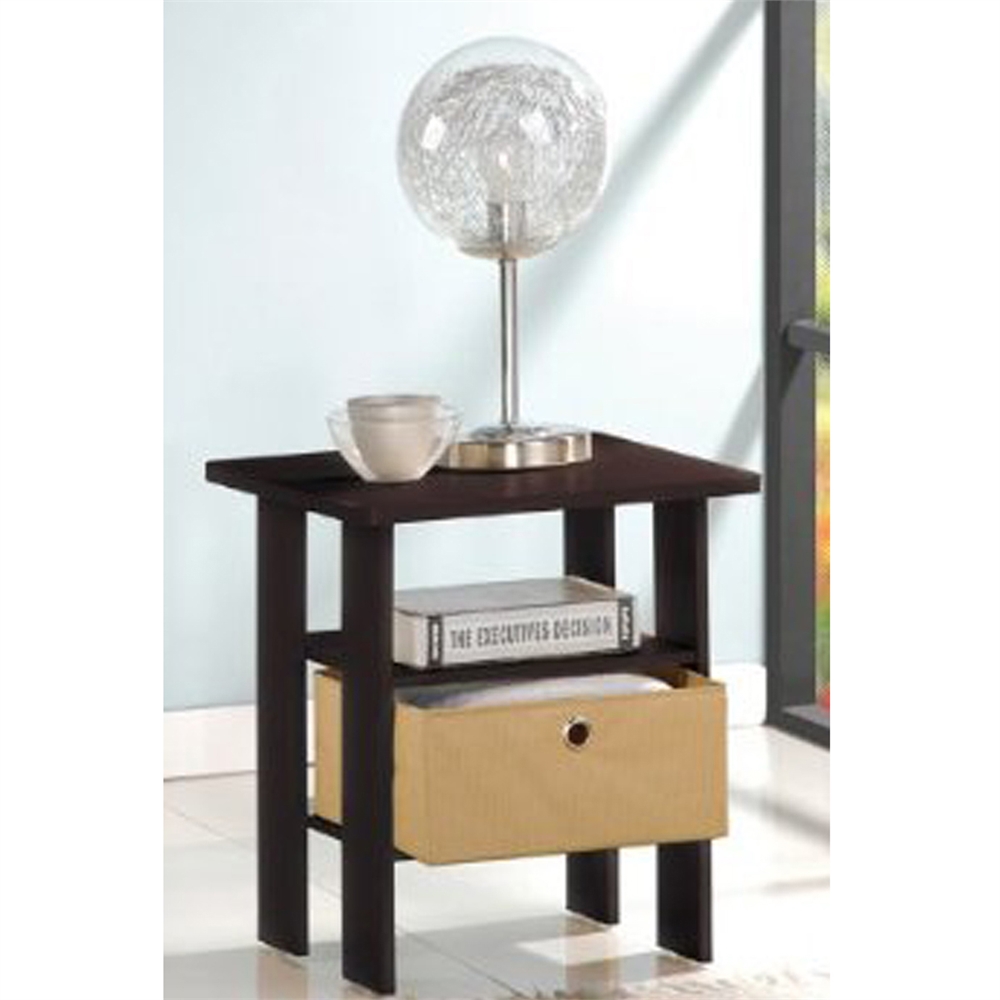 End Table Bedroom Night Stand w/Bin Drawer, Espresso/Brown. Picture 1