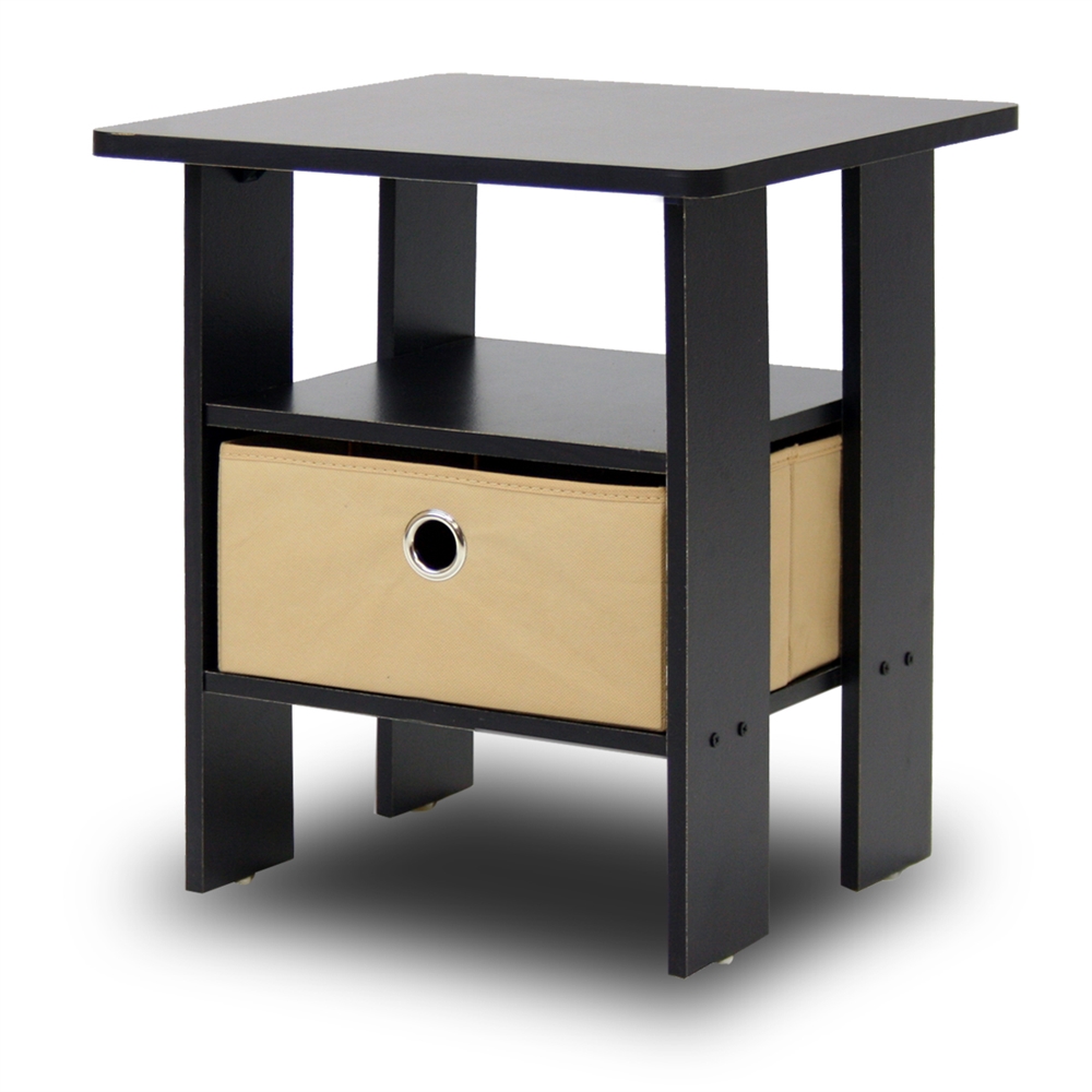 End Table Bedroom Night Stand w/Bin Drawer, Espresso/Brown. Picture 2