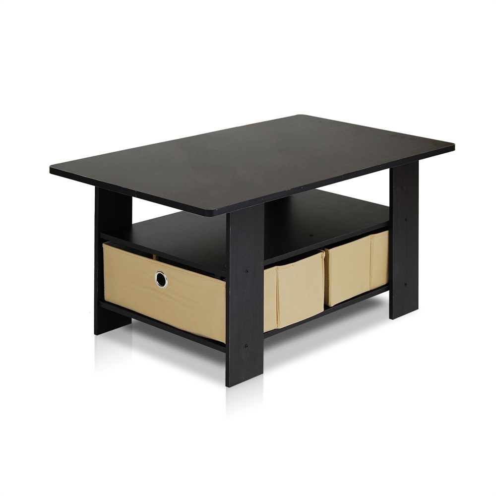 Coffee Table w/Bin Drawer, Espresso/Brown. Picture 1