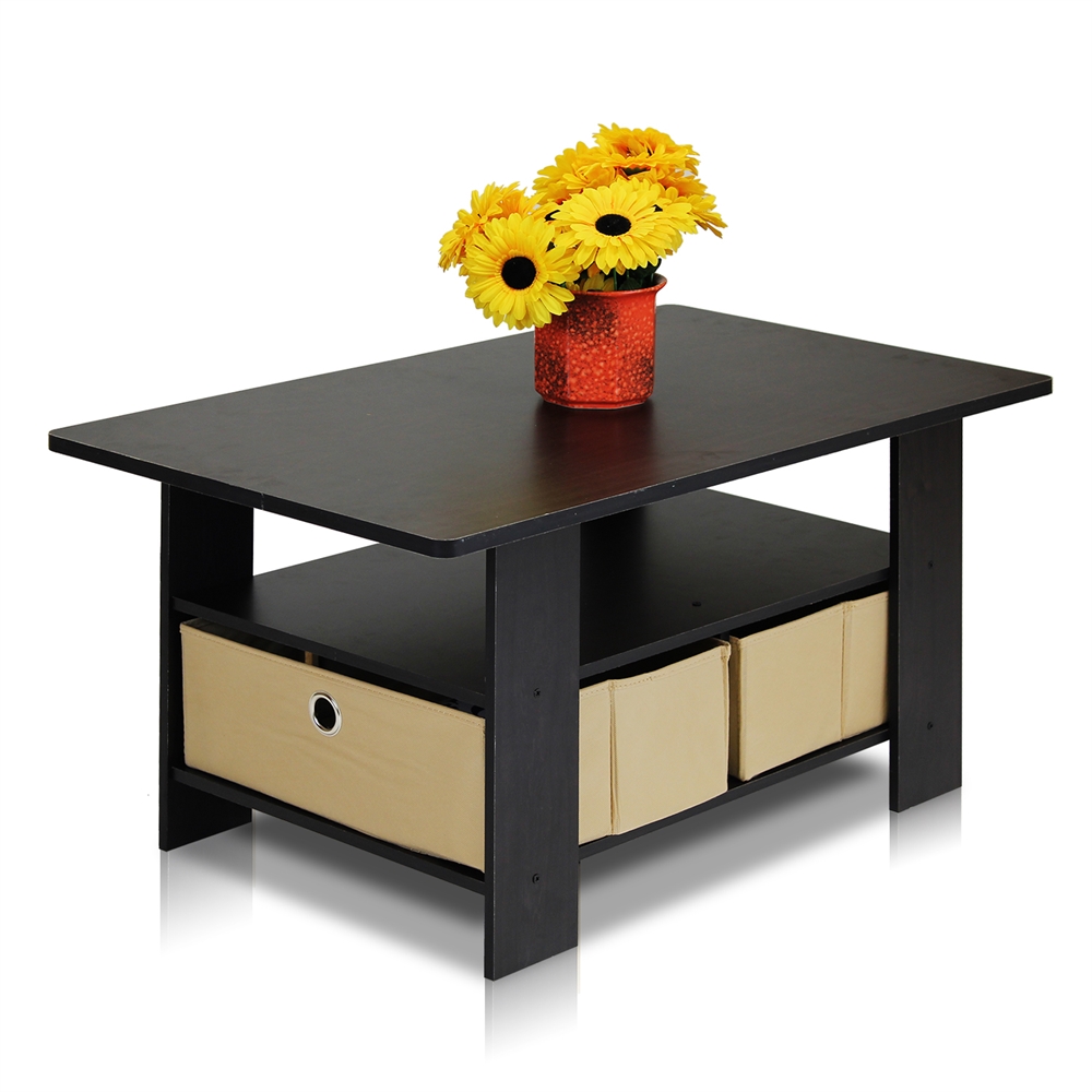 Coffee Table w/Bin Drawer, Espresso/Brown. Picture 3