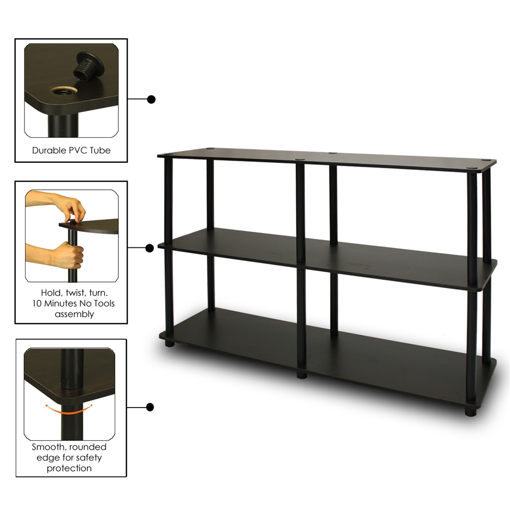 Turn-N-Tube 3-Tier Double Size Storage Display Rack, Espresso/Black. Picture 3