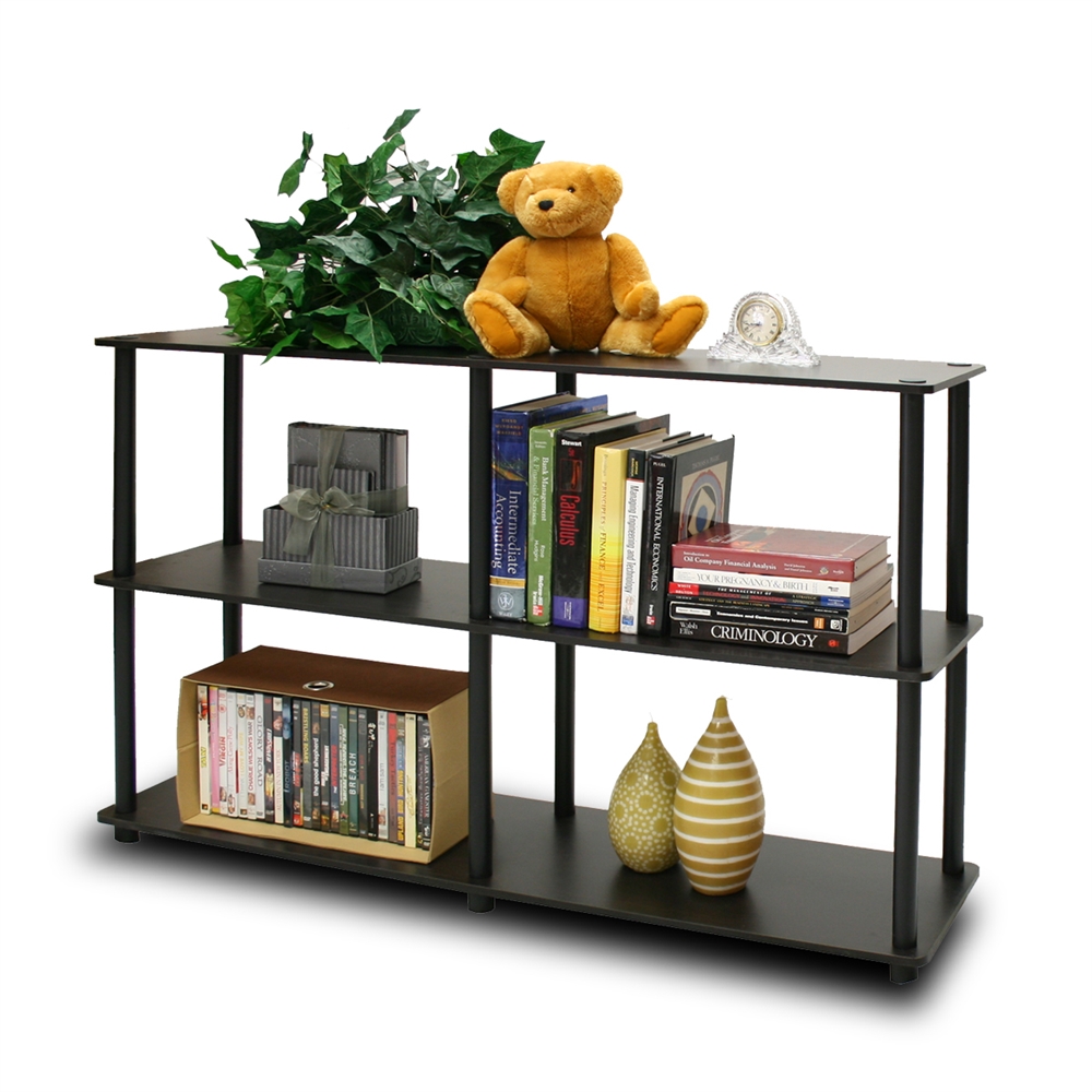 Turn-N-Tube 3-Tier Double Size Storage Display Rack, Espresso/Black. Picture 1