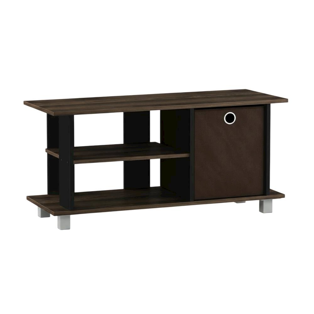 Simplistic TV Stand with Storage Bins in Dark Brown and Walnut Finish. Picture 4