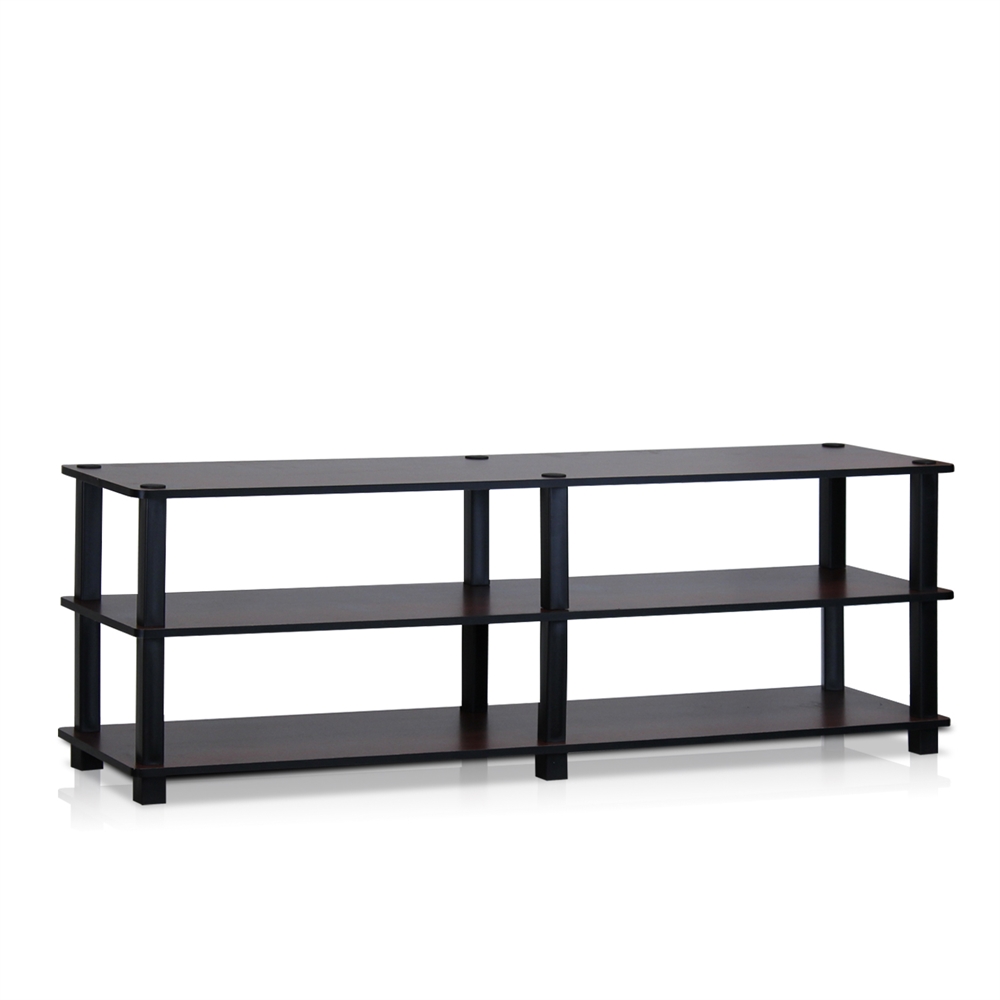 TST No Tools 3-Tier Wide Shoe Storage Rack, Dark Cherry/Black. Picture 1