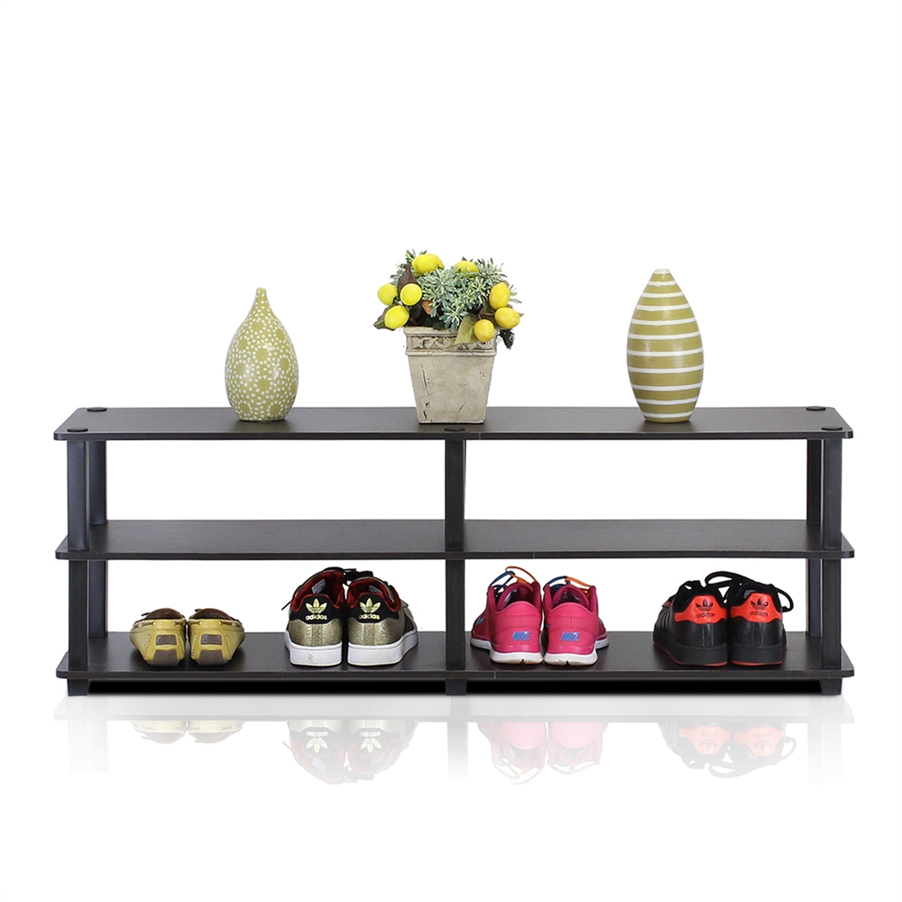 TST No Tools 3-Tier Wide Shoe Storage Rack, Espresso/Black. Picture 5