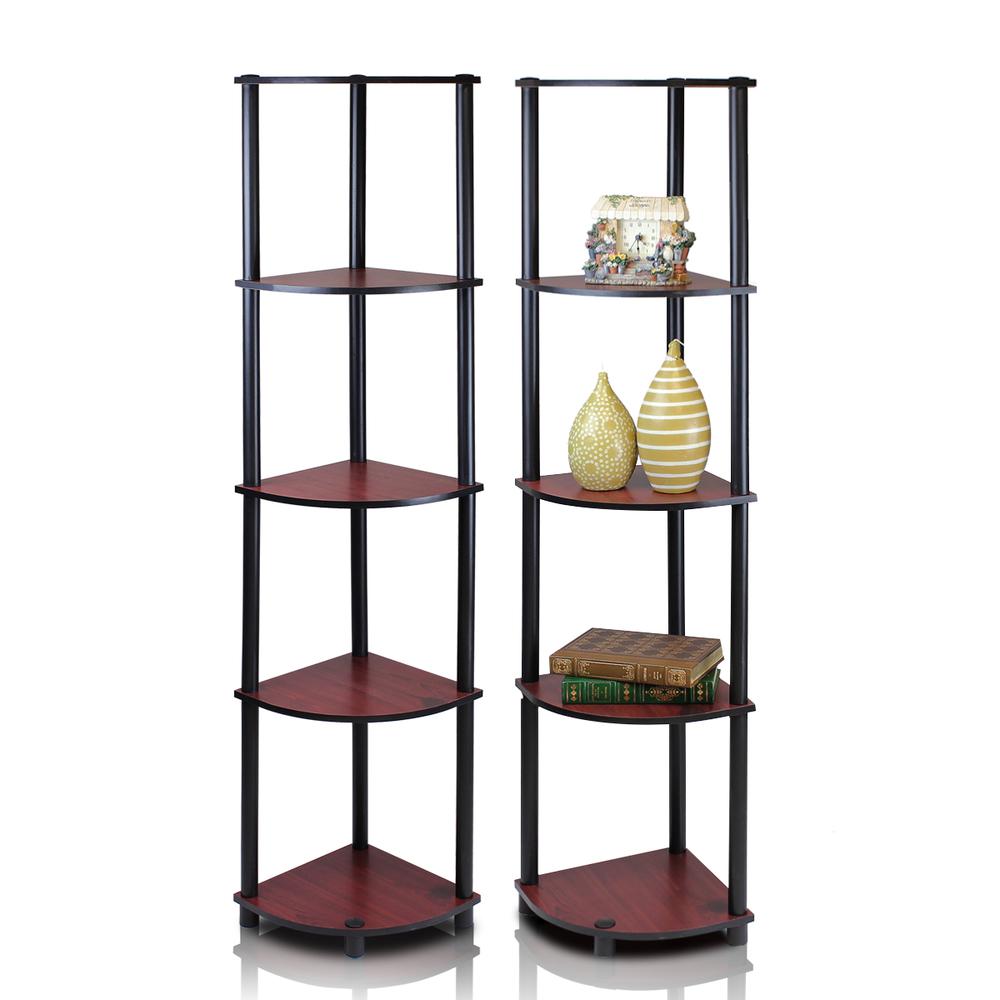 Furinno 2-99811DC Turn-N-Tube 5-Tier Corner Multipurpose Display Shelves, Set of 2. Picture 1