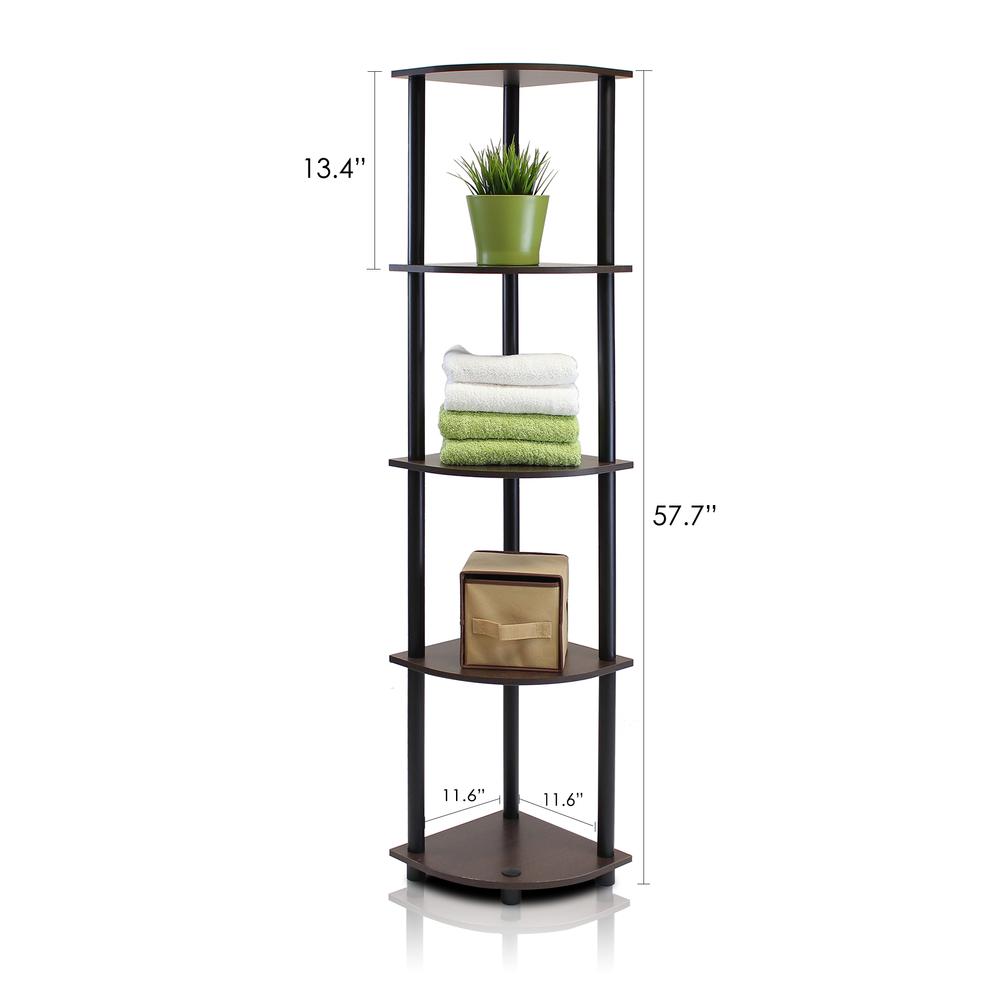 Furinno 2-99811DBWG Turn-N-Tube 5-Tier Corner Multipurpose Display Shelves, Set of 2. Picture 2
