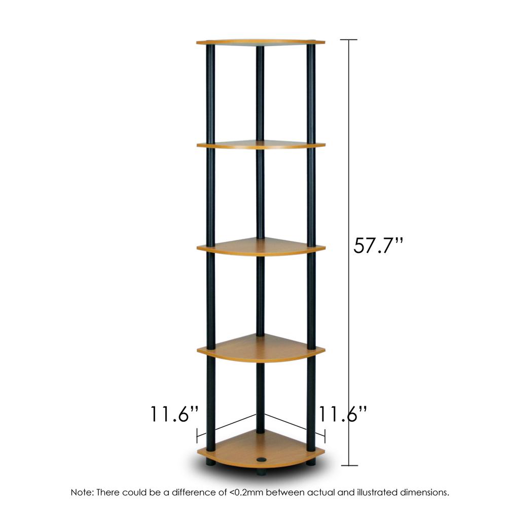 Furinno 2-99811LC Turn-N-Tube 5-Tier Corner Multipurpose Display Shelves, Set of 2. Picture 2