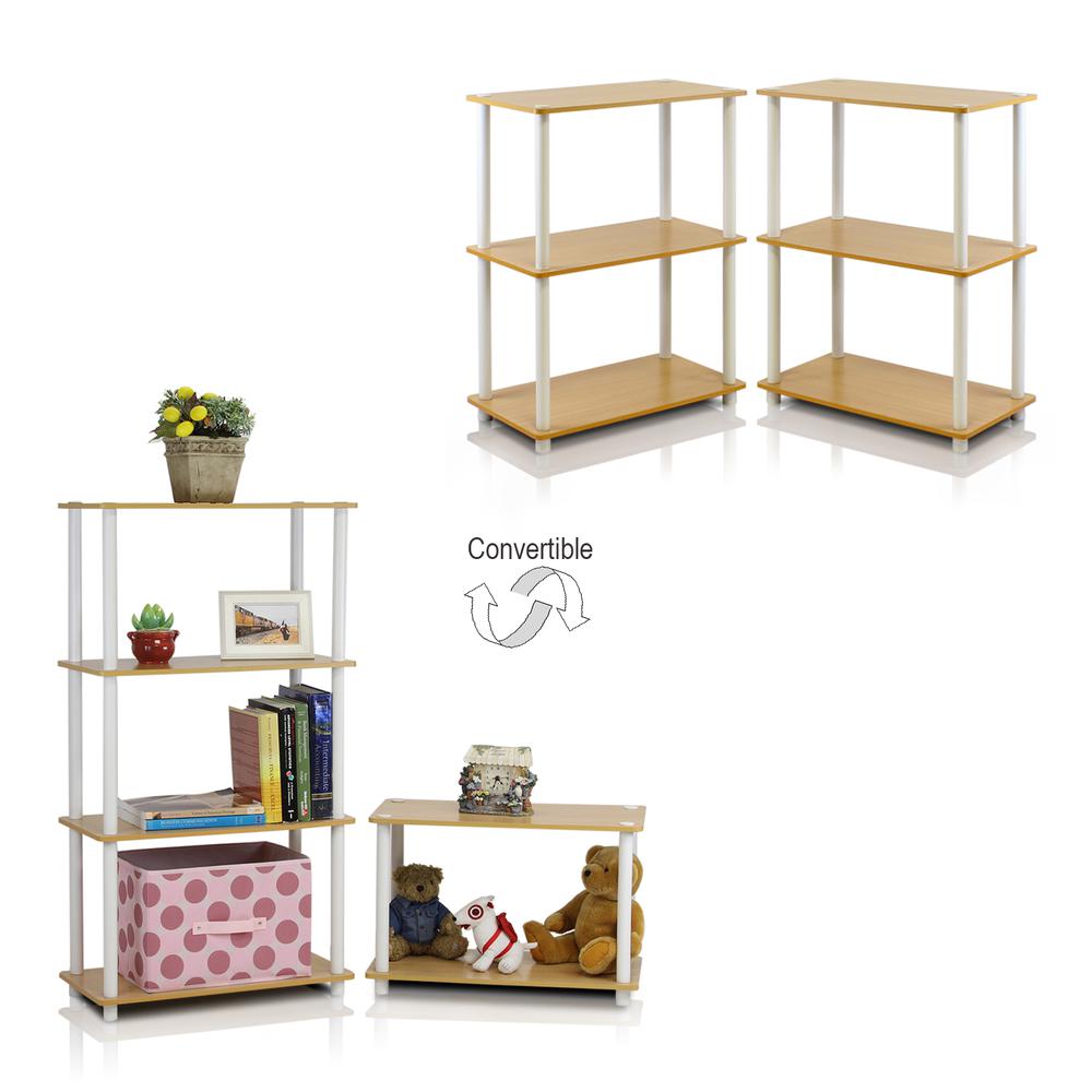 Furinno 2-10024BE Turn-N-Tube 3-Tier Compact Multipurpose Shelf Display Rack, Beech, Set of 2. Picture 3