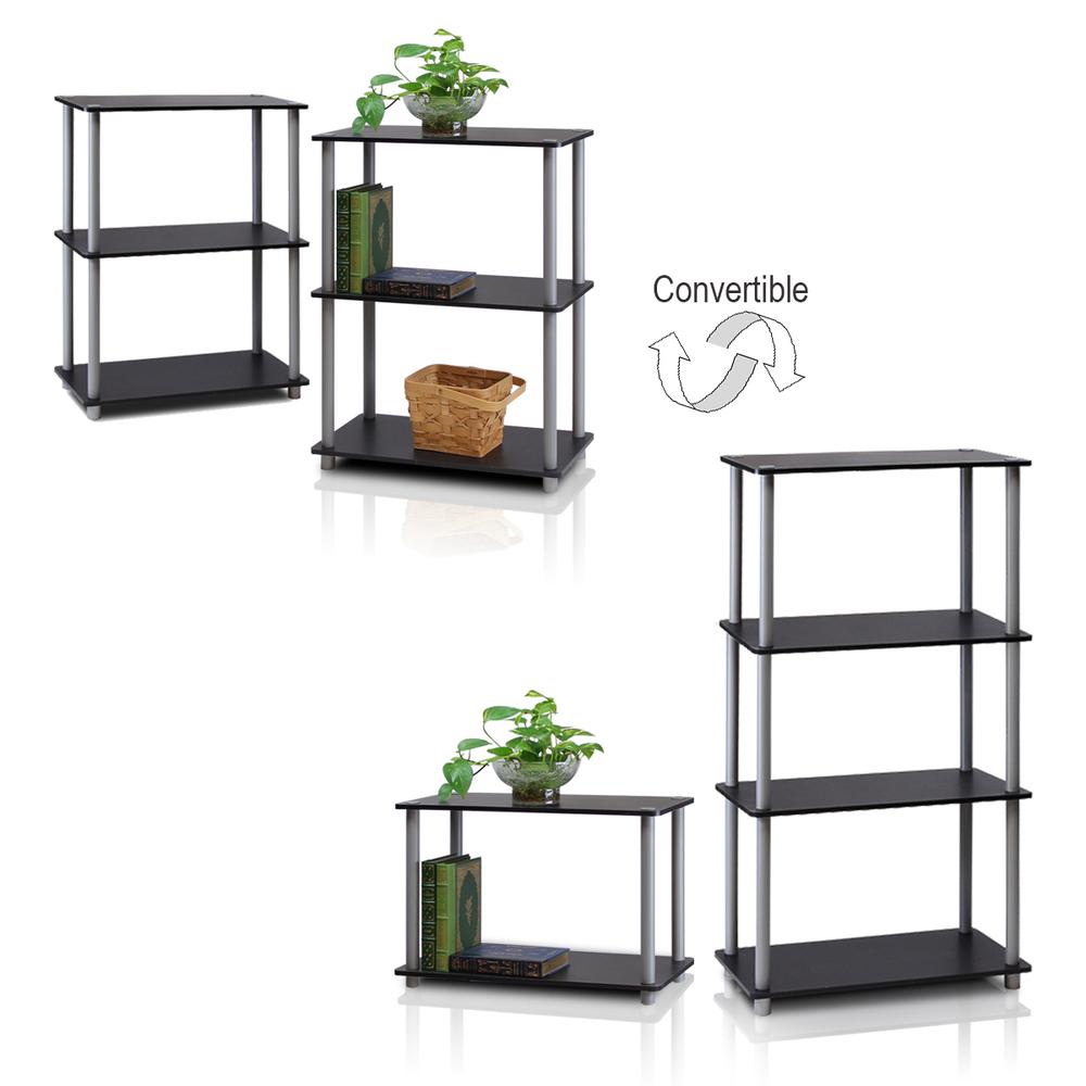 Furinno 2-10024BK Turn-N-Tube 3-Tier Compact Multipurpose Shelf Display Rack, Black/Grey, Set of 2. Picture 3