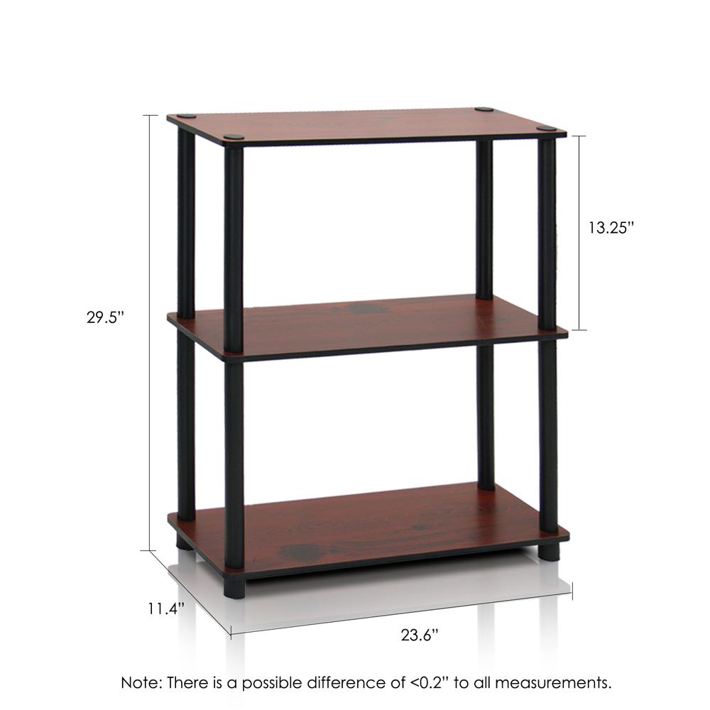 3-Tier Compact Multipurpose Shelf Display Rack, Dark Cherry, Set of 2. Picture 2
