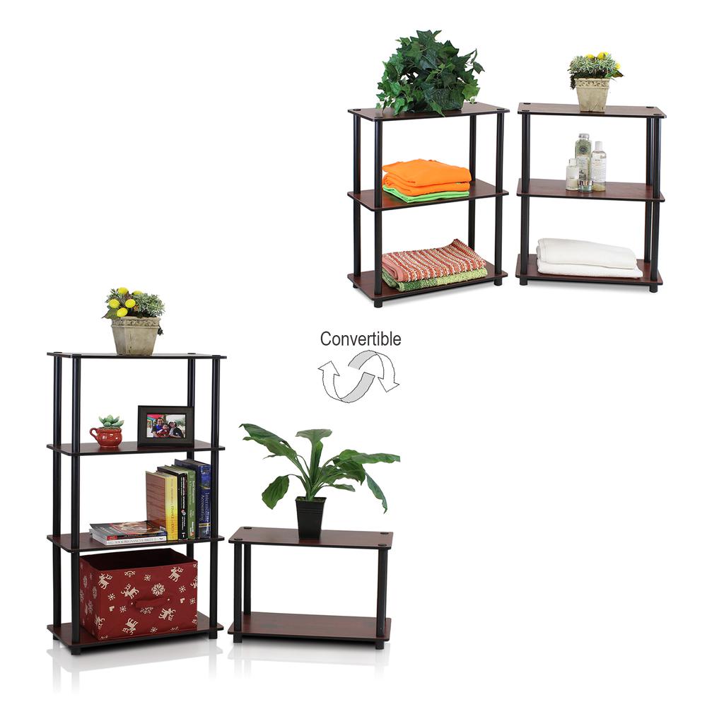 3-Tier Compact Multipurpose Shelf Display Rack, Dark Cherry, Set of 2. Picture 3