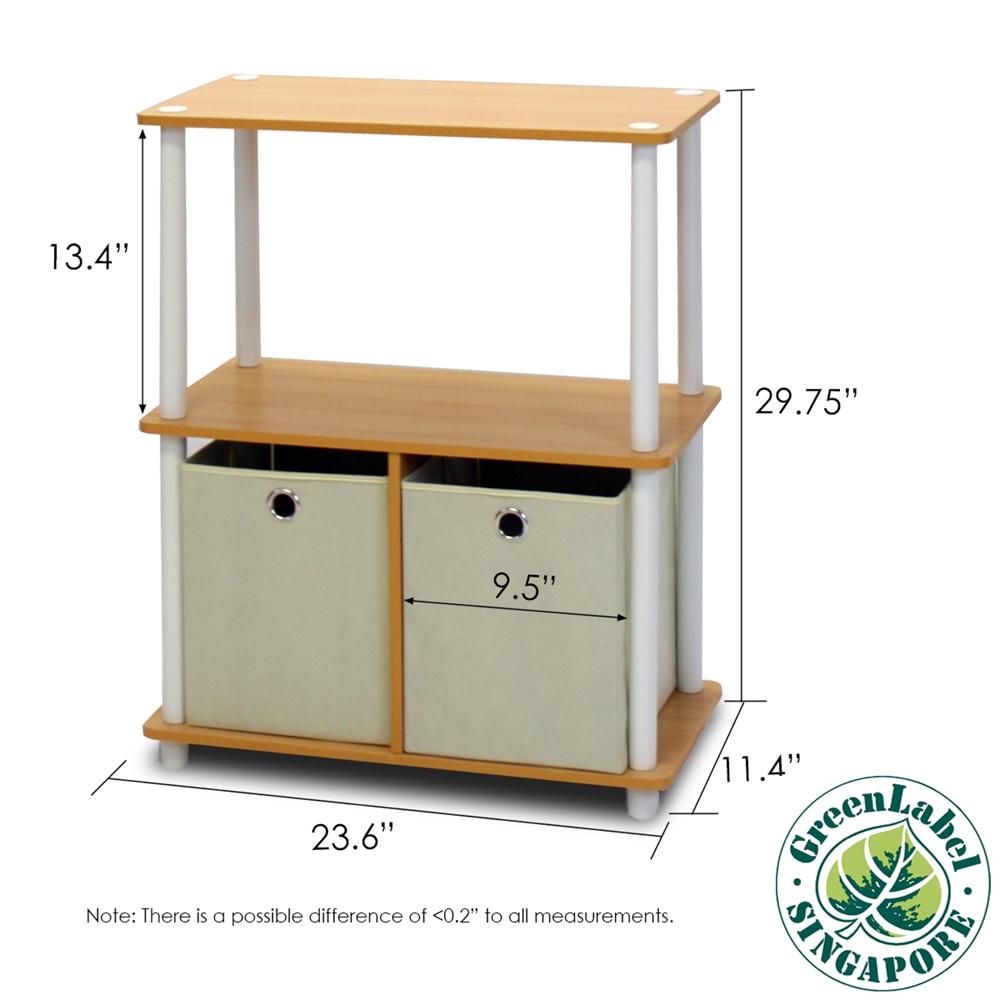 Go Green 3-Tier 2-Bins Multipurpose Storage Shelf, Set of Two. Picture 2