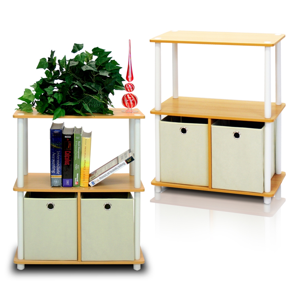 Go Green 3-Tier 2-Bins Multipurpose Storage Shelf, Set of Two. Picture 3