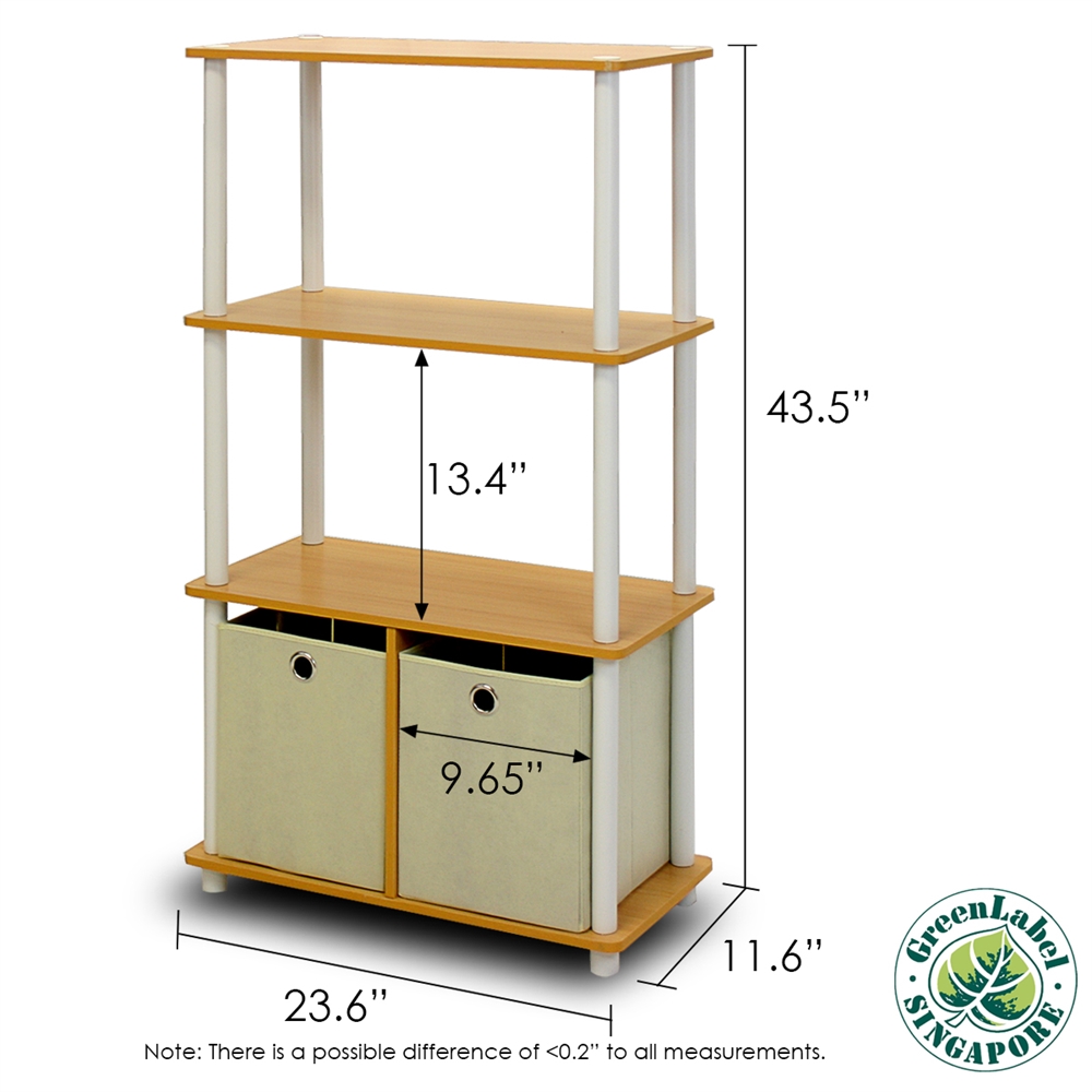 Go Green 4-Tier Multipurpose Storage Rack Shelving Unit w/Bins, Set of 2. Picture 2