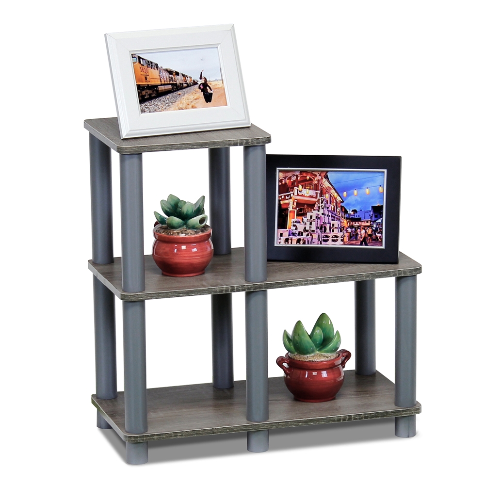 Turn-N-Tube Accent Decorative Shelf, French Oak/Grey. Picture 3