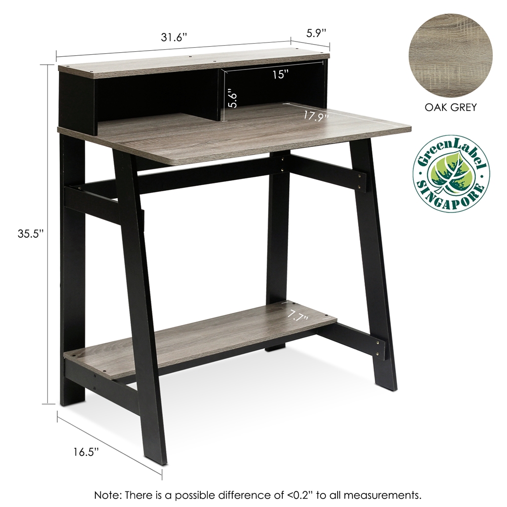 Simplistic A Frame Computer Desk, Black/French Oak Grey. Picture 2