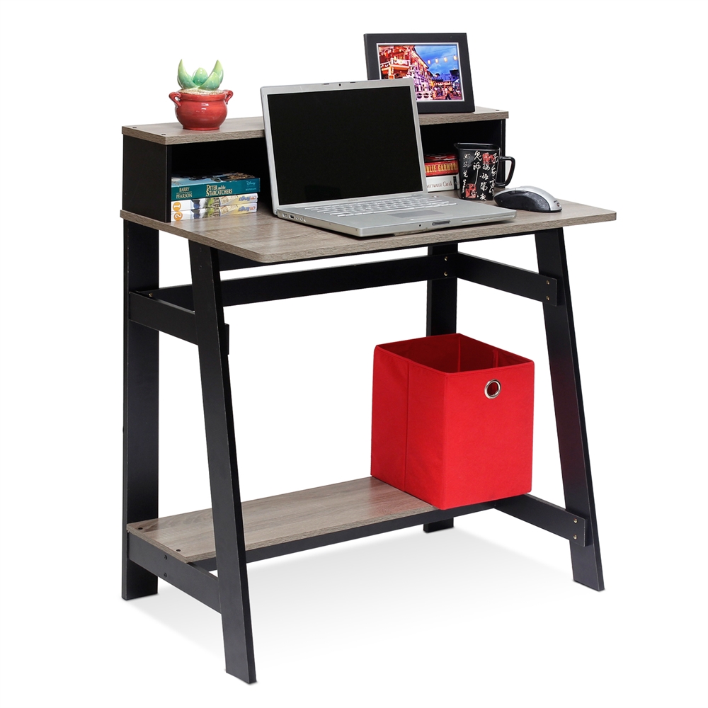Simplistic A Frame Computer Desk, Black/French Oak Grey. Picture 3