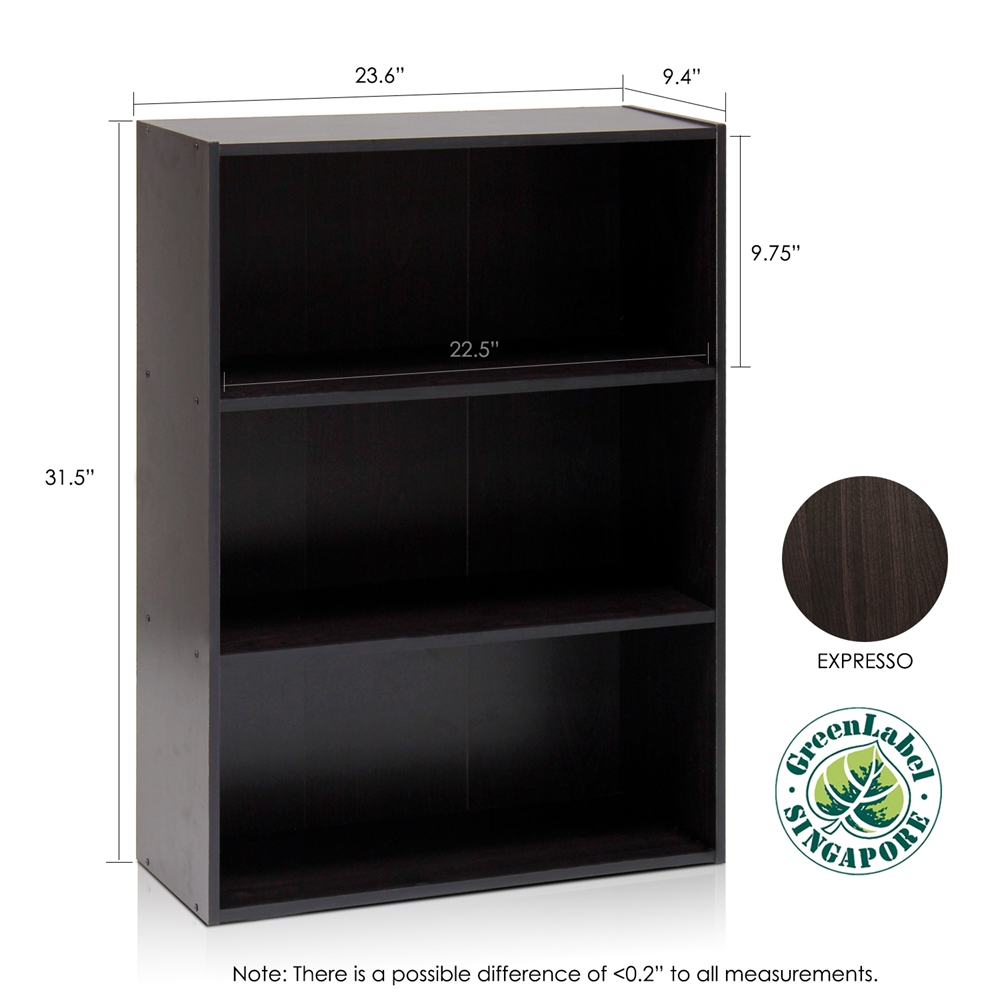 Pasir 3 Tier Open Shelf, Espresso. Picture 2