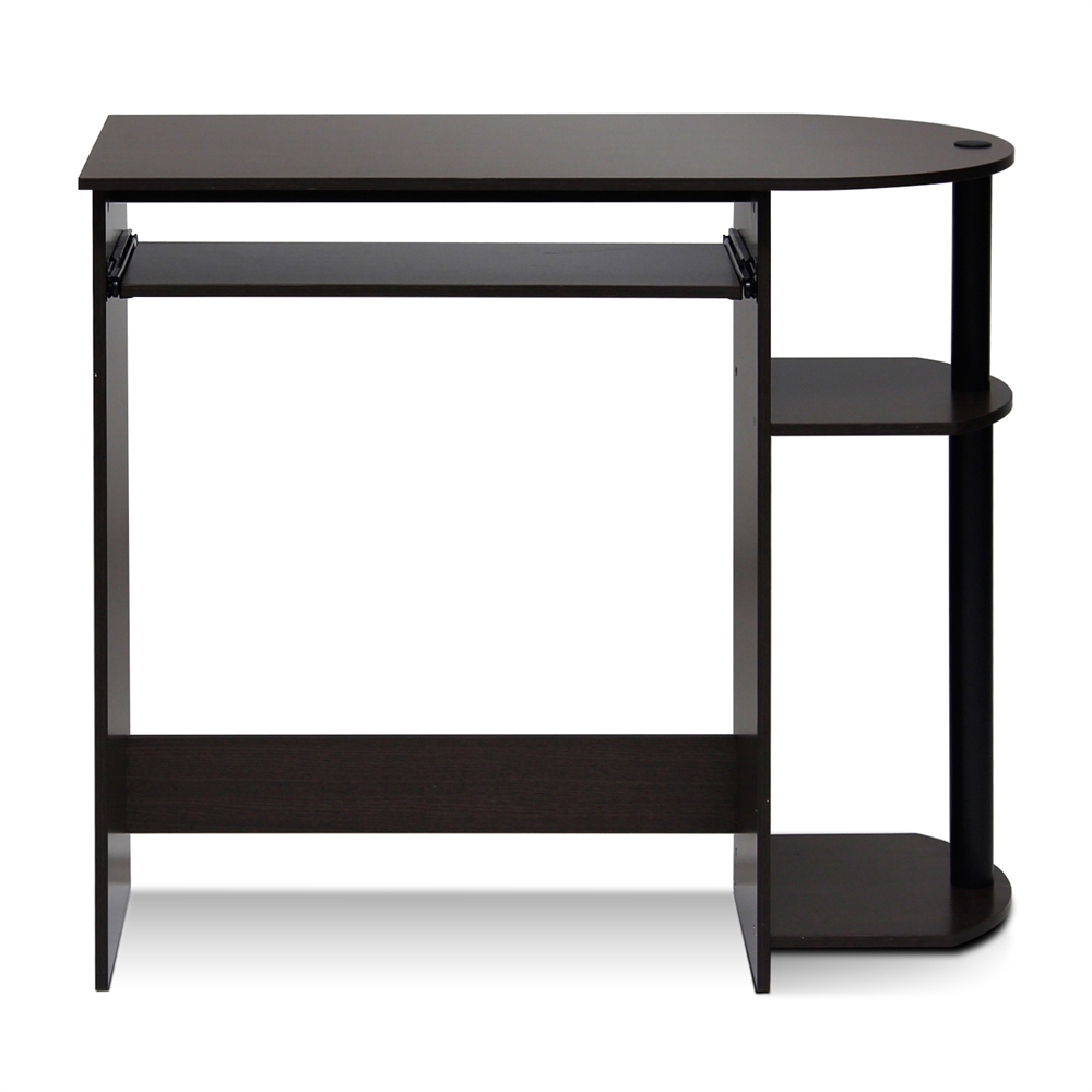 Simplistic Easy Assembly Computer Desk, Dark Brown. Picture 1
