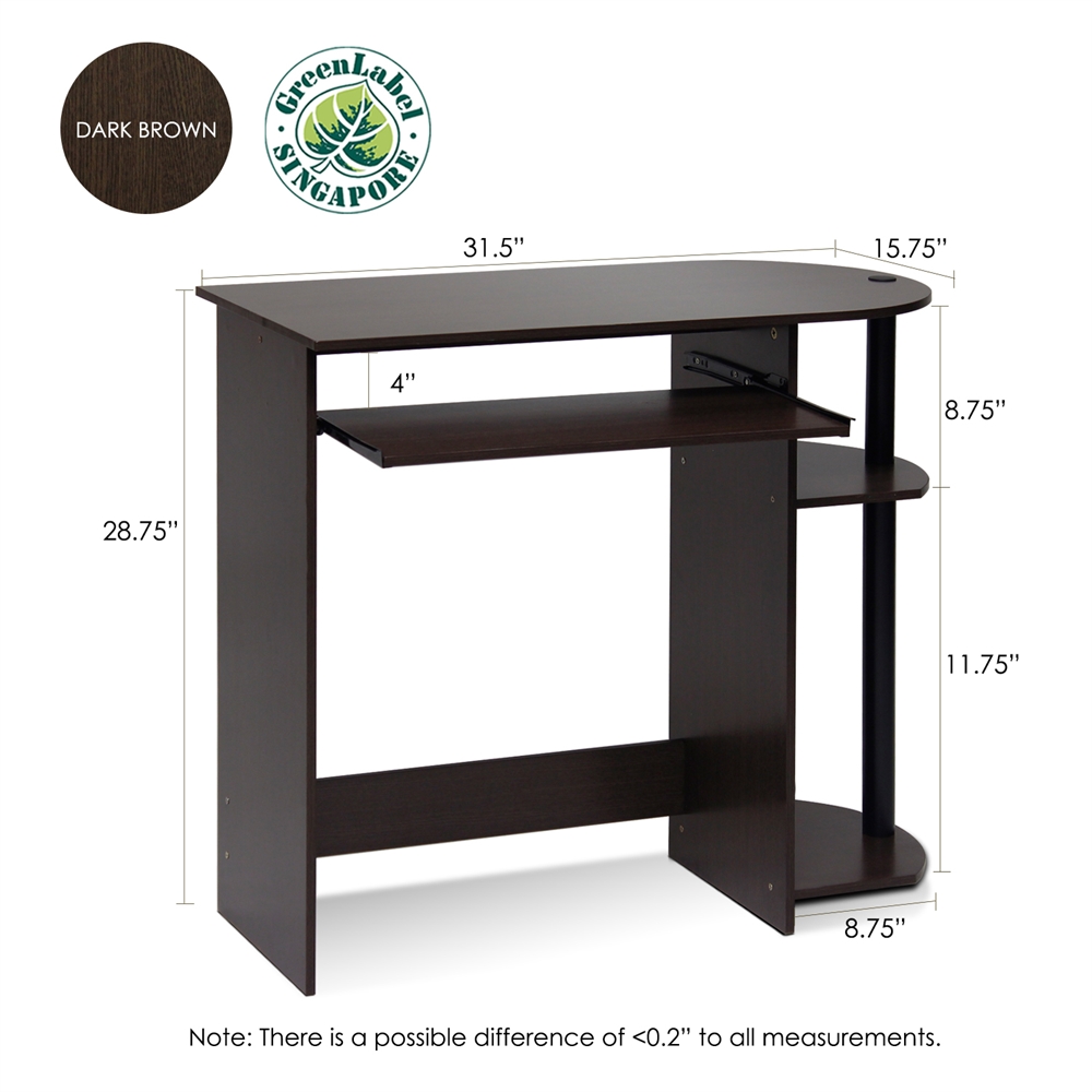 Simplistic Easy Assembly Computer Desk, Dark Brown. Picture 2