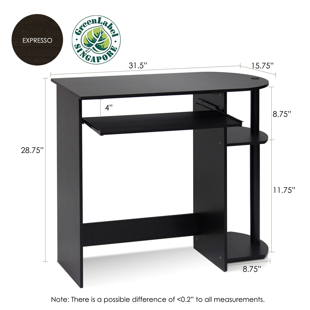 Easy Assembly Computer Desk, Espresso. Picture 2