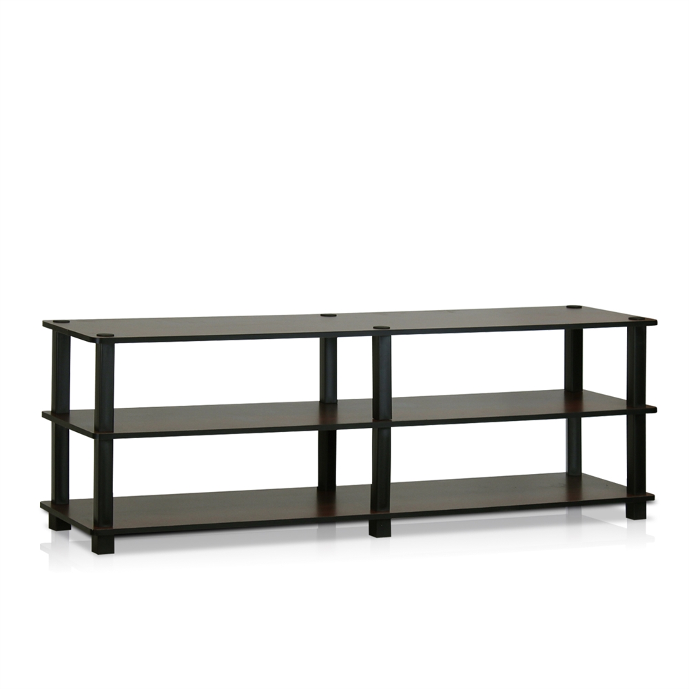 Turn-S-Tube No Tools 3-Tier Entertainment TV Stands, Dark Brown/Black. Picture 1
