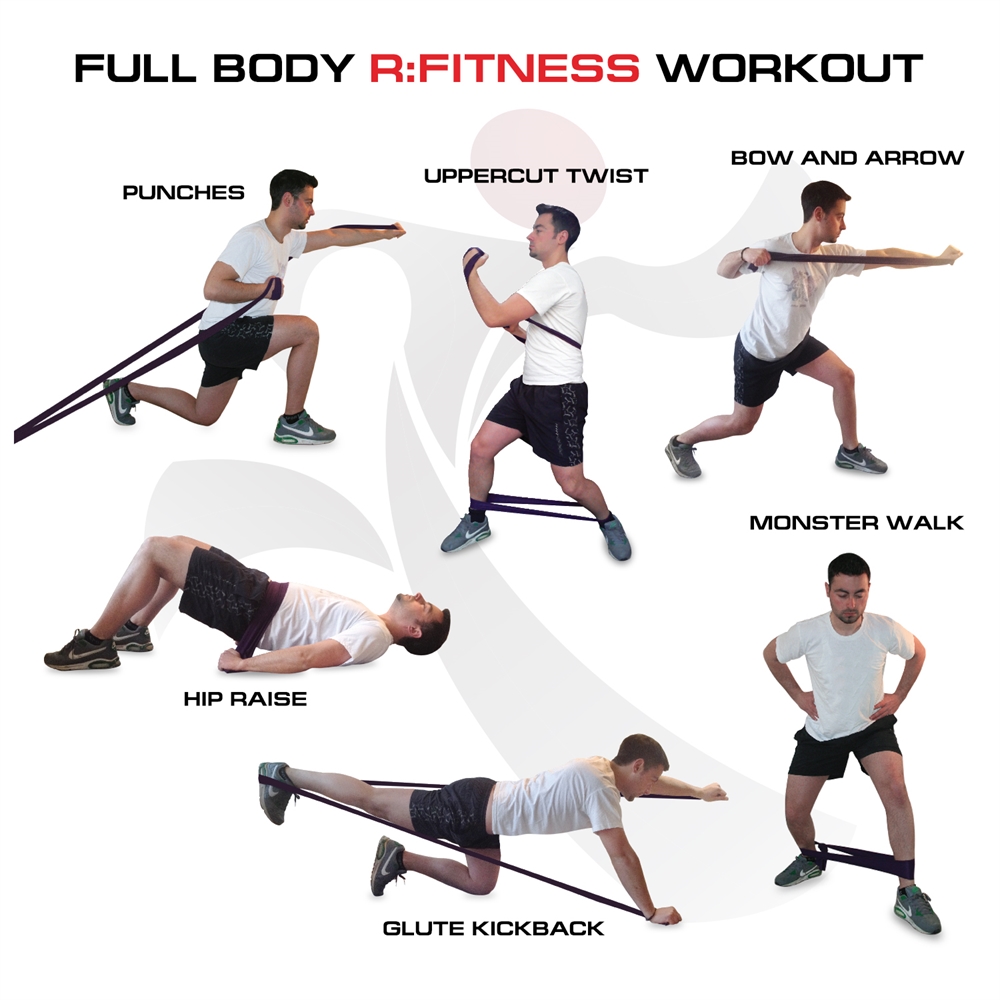 RFitness Professional Training Exercise Fitness Resistance Band 4-PC Set. Picture 4