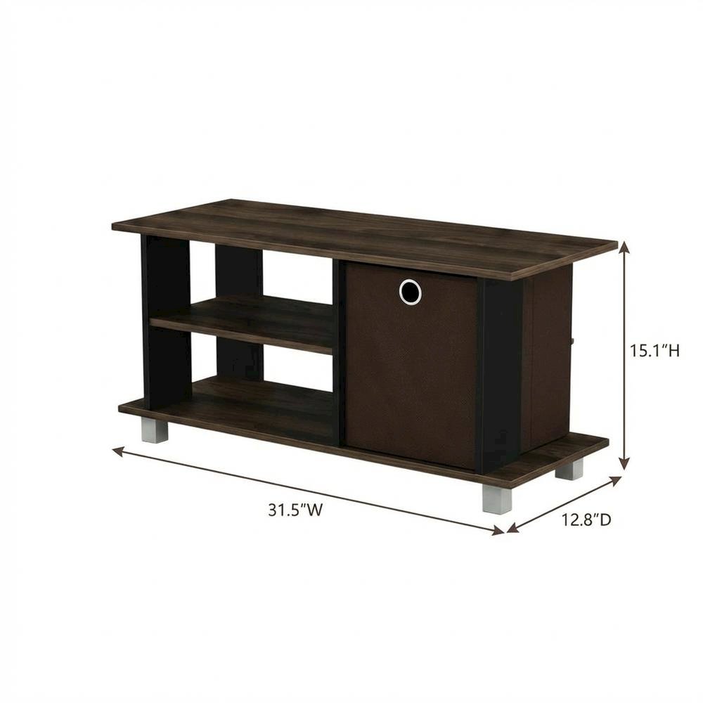 Simplistic TV Stand with Storage Bins in Dark Brown and Walnut Finish. Picture 7