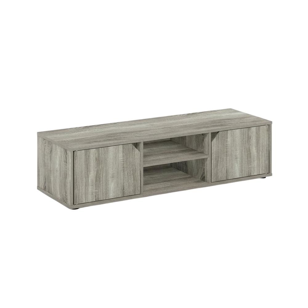 Wood TV Stand for Up to 55 Inch Displays in French Oak Finish with Modern Design. Picture 1