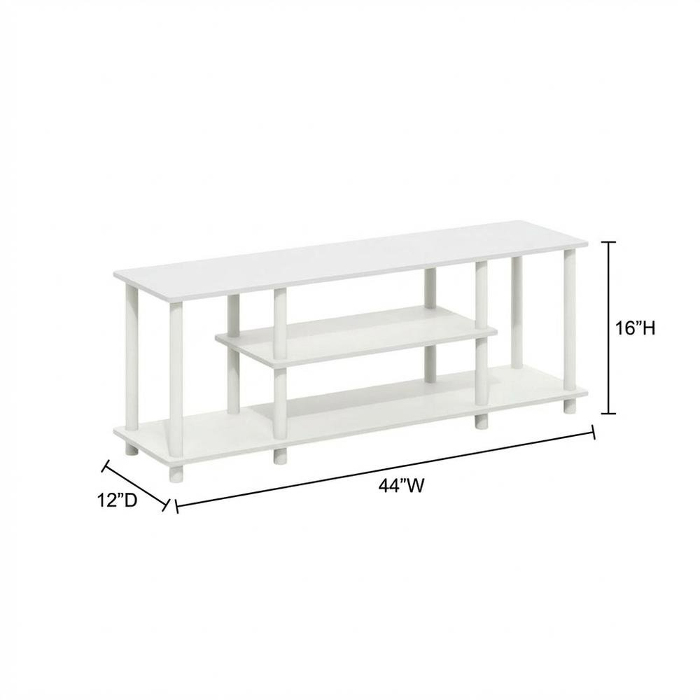 White 3-Tier TV Stand with Spacious Shelving and Durable Wood Finish. Picture 7
