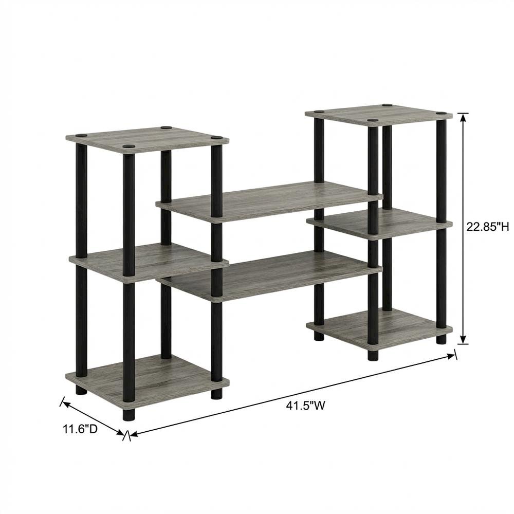 Contemporary Entertainment Center in French Oak and Black Finish with Storage. Picture 7