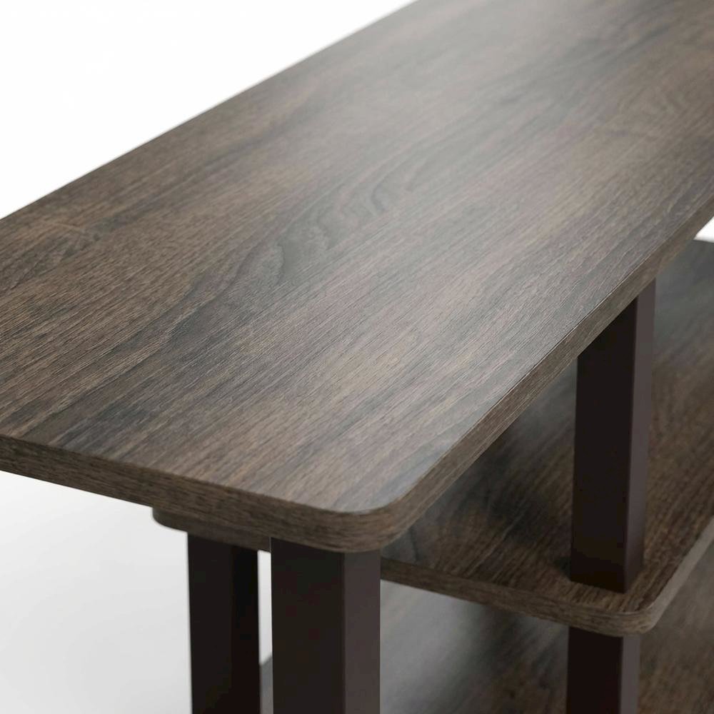 Walnut Brown 3-Tier TV Stand with Modern Wood Finish and Square Tube Design. Picture 5