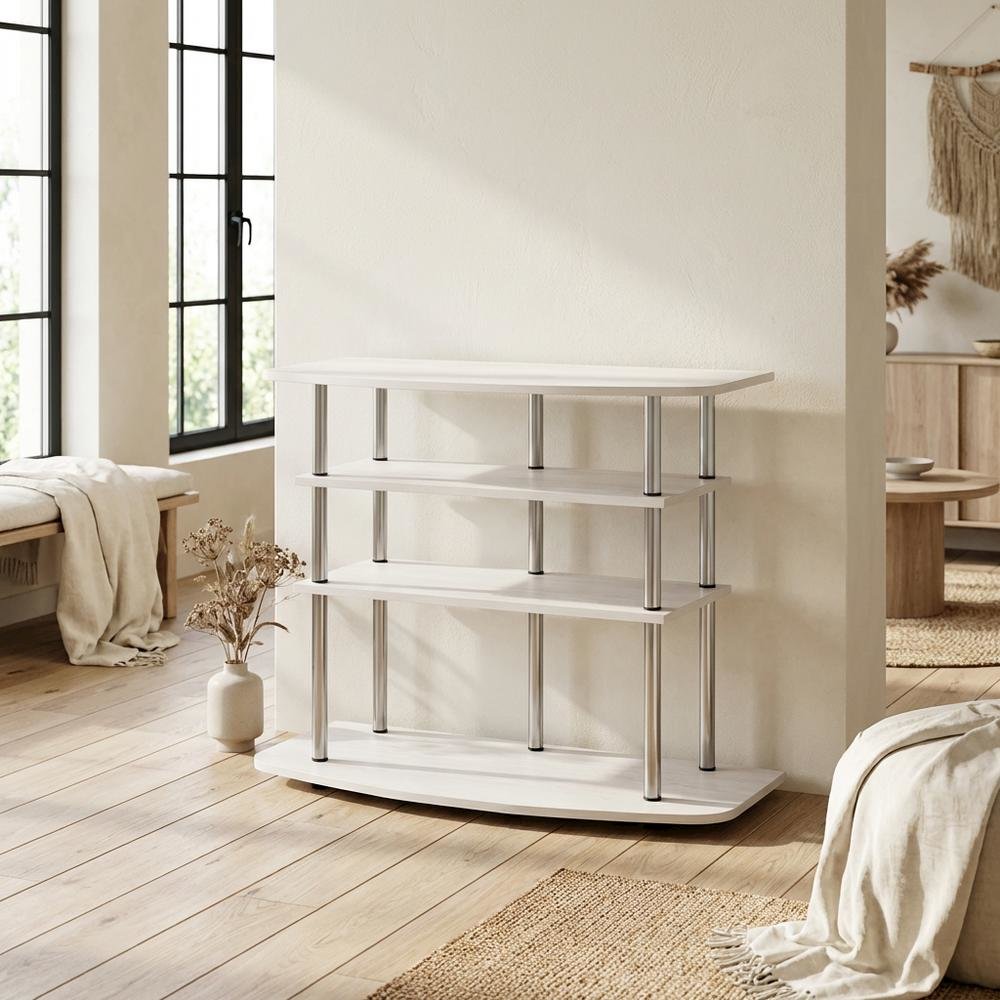 White Oak 4-Tier TV Stand with Wood Store Display for up to 46-inch Screens. Picture 3