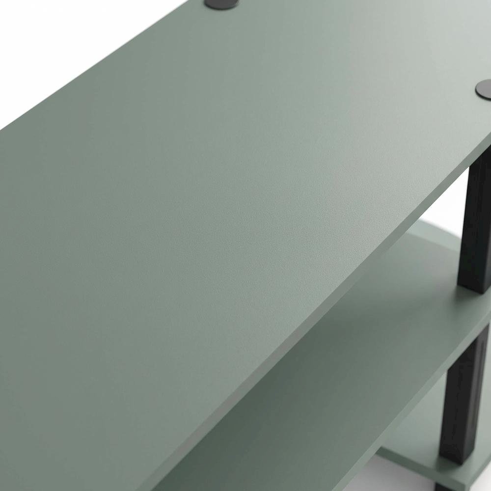 Sage Green TV Stand, 55-Inch Flat Screen, Open Shelves, Rounded Corners. Picture 5
