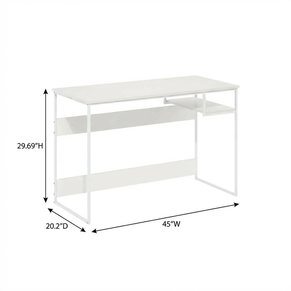 White Study Desk With Solid Finish And Spacious Workspace. Picture 7