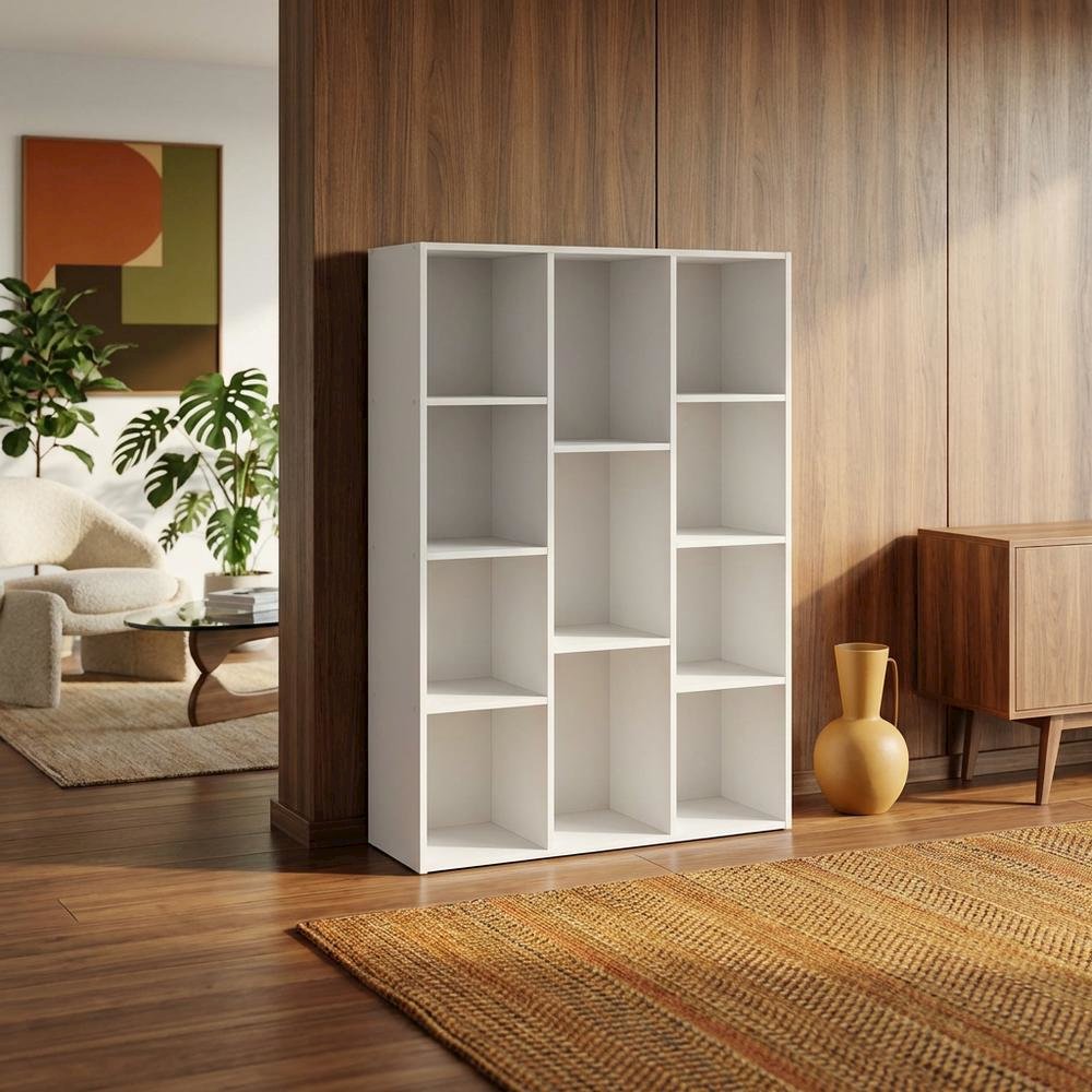 White 11-Cube Open Shelf Storage Organizer, 29 Inch Wide, Closet. Picture 3