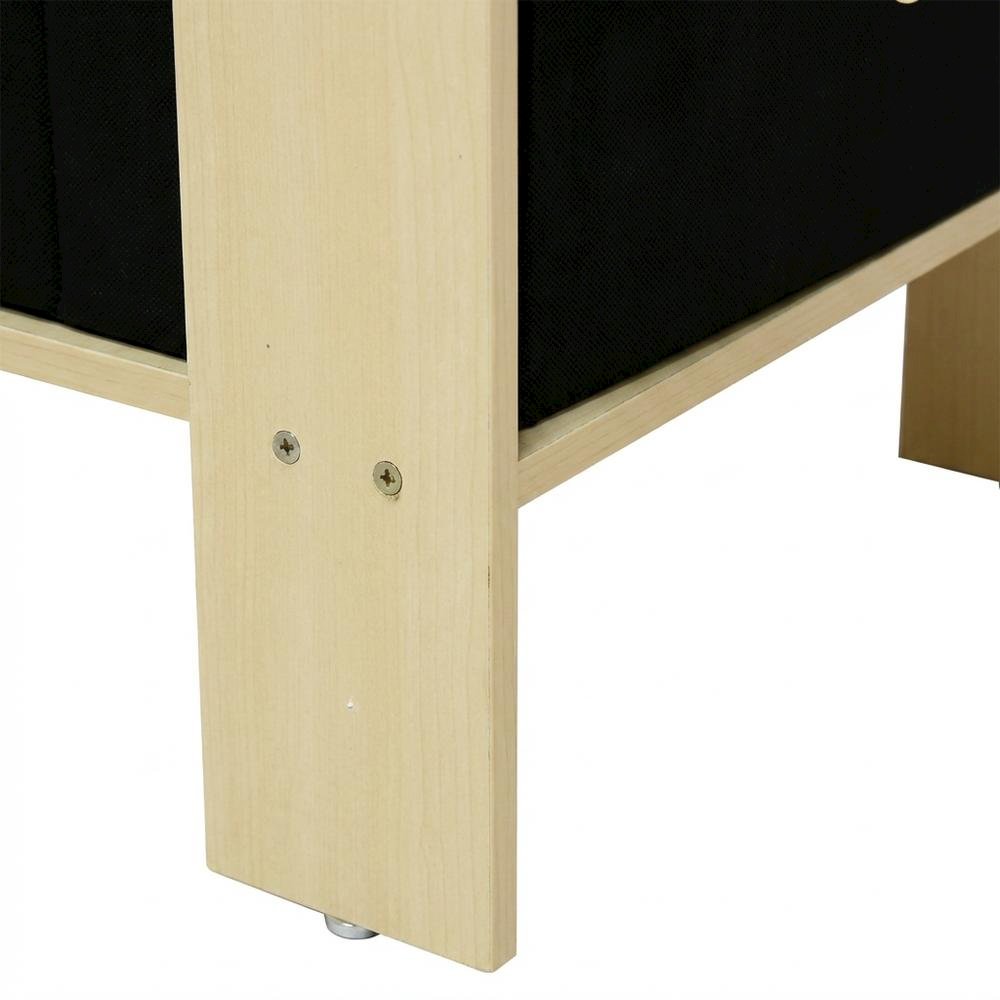 Steam Beech and Black Finish Nightstand with Bin Drawer for Bedroom. Picture 6