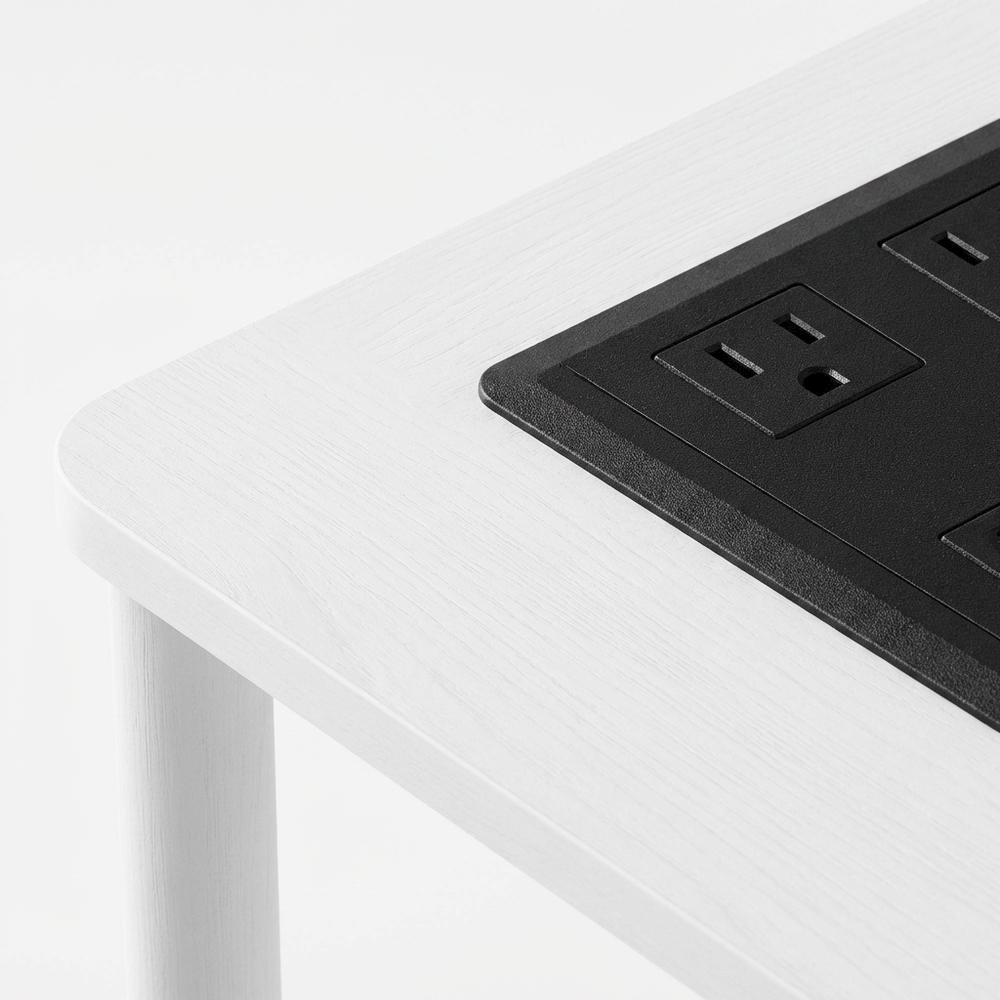 White, Storage Side Table, Open Shelf, USB Charging. Picture 5