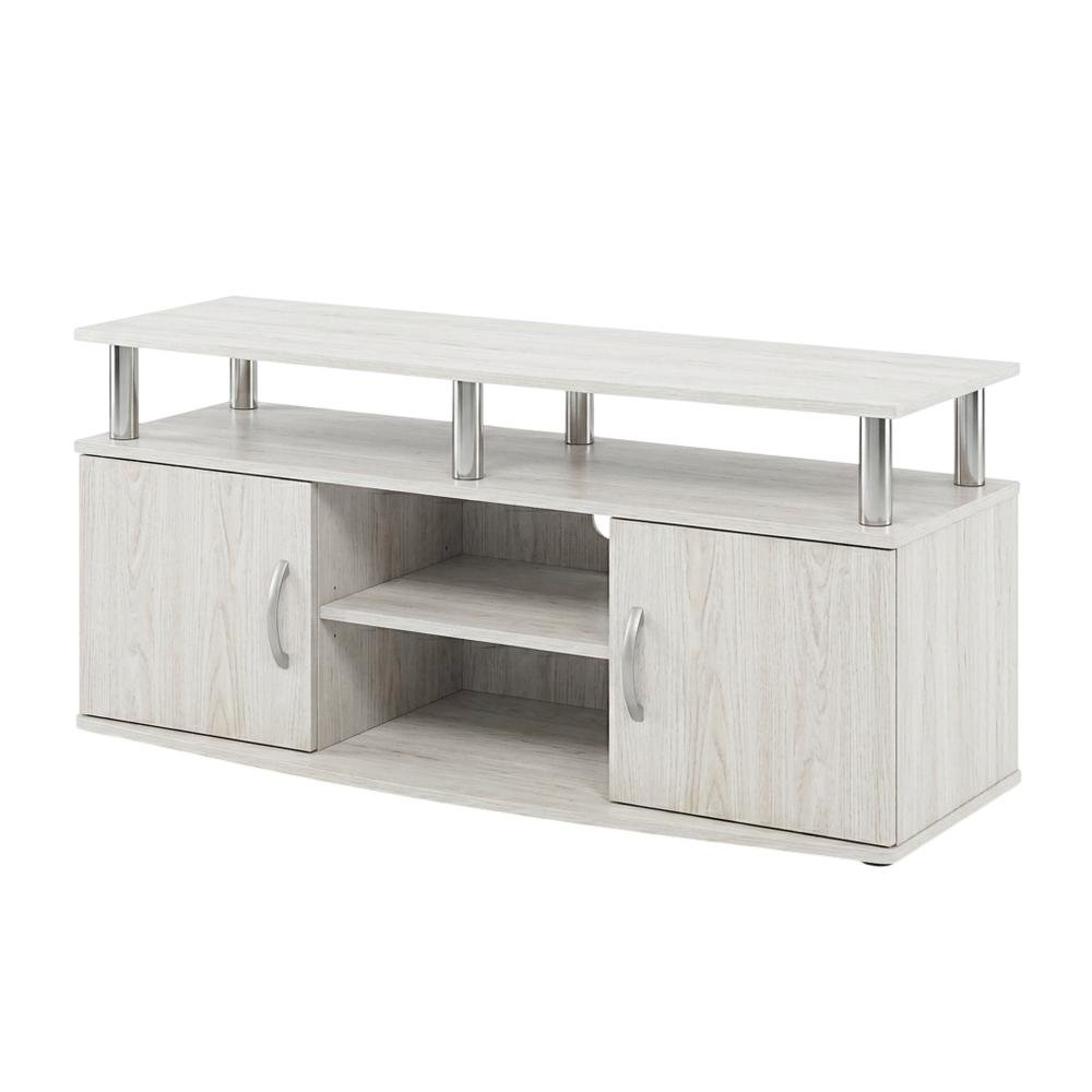 Stylish White Oak Entertainment Center for TVs Up to 55-In, Steel Tubes. Picture 1