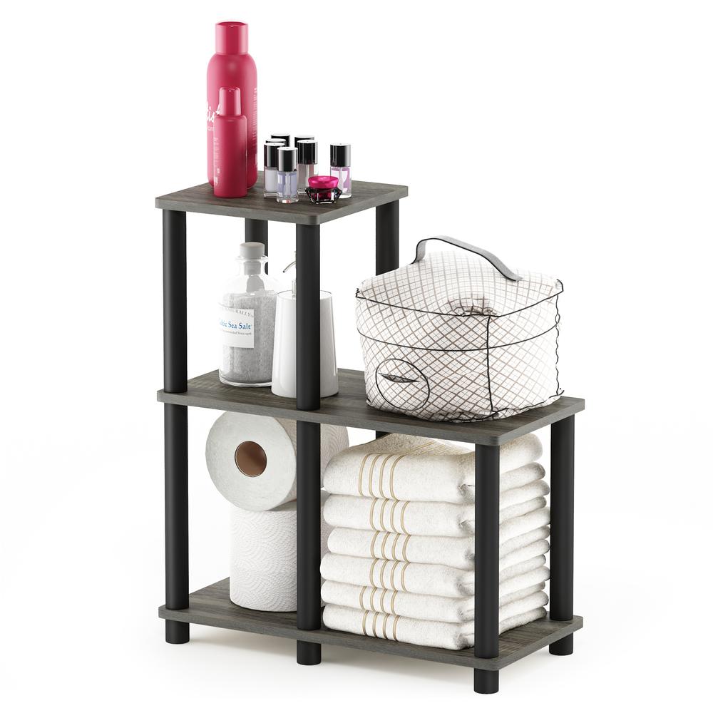 Furinno Turn-N-Tube Accent Decorative Shelf, French Oak Grey/Black. Picture 4