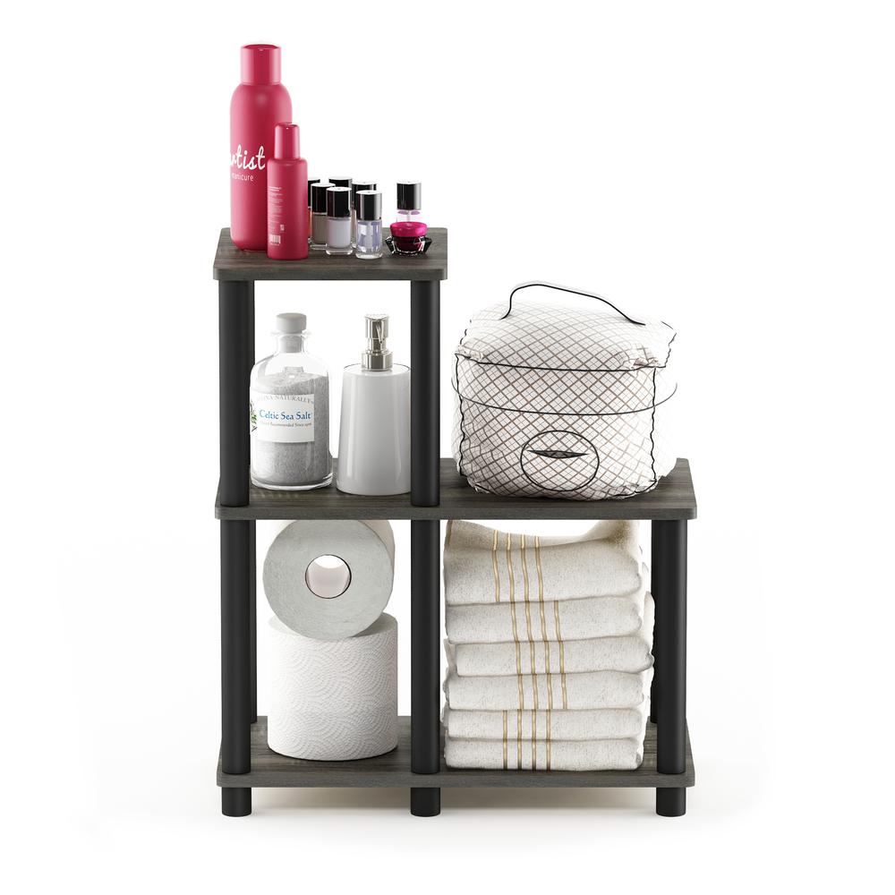 Furinno Turn-N-Tube Accent Decorative Shelf, French Oak Grey/Black. Picture 5